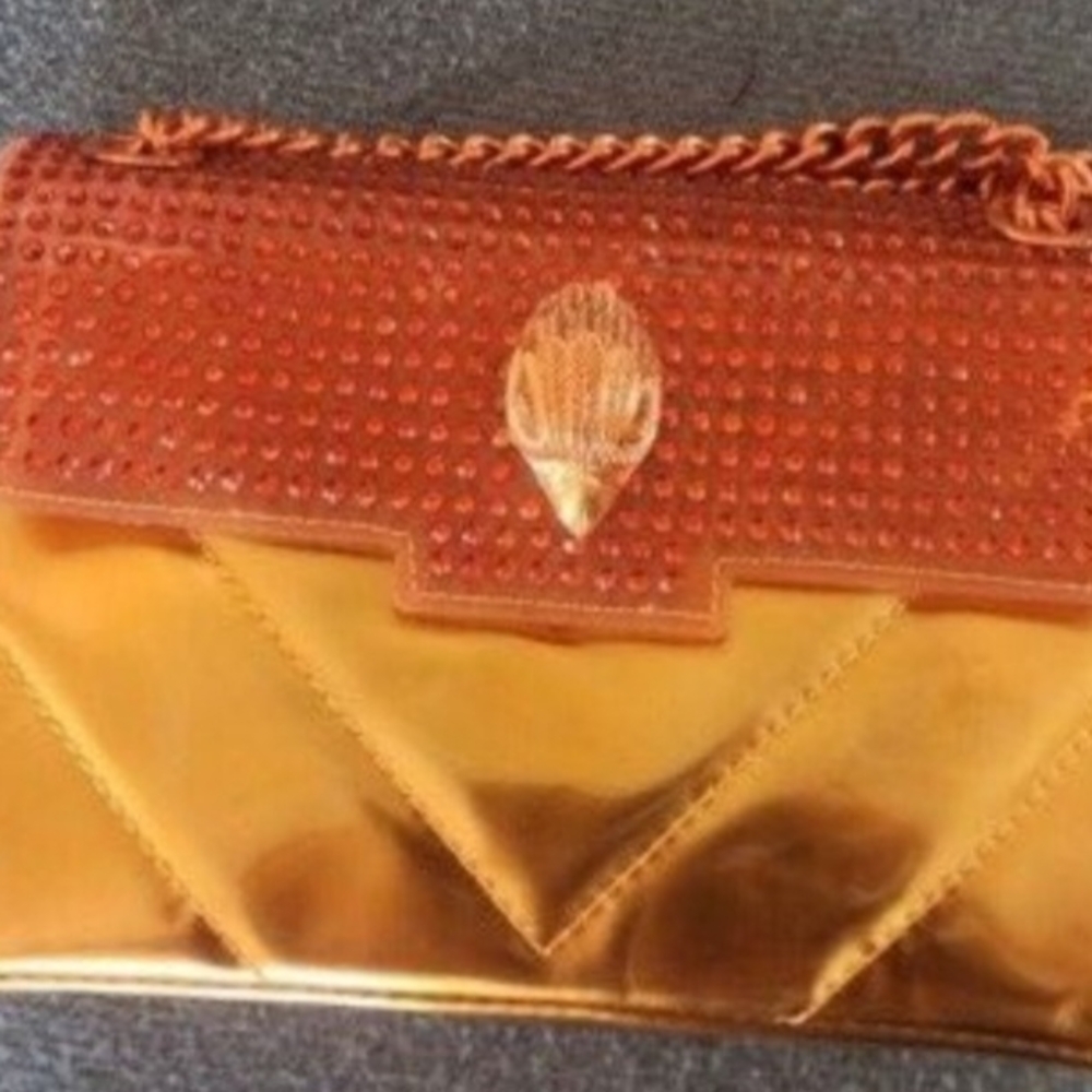 Kurt Geiger Orange and Gold Crossbody Bag with Luxurious Design